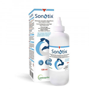 Sonotix ausu tīrī&scaron;anas līdzeklis suņiem un kaķiem 120 ml